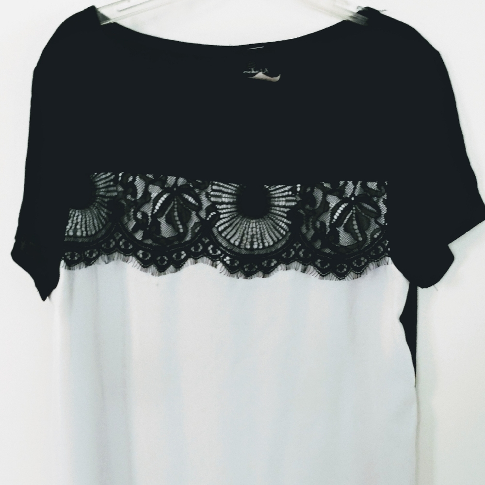 Black/white and lace top, size S